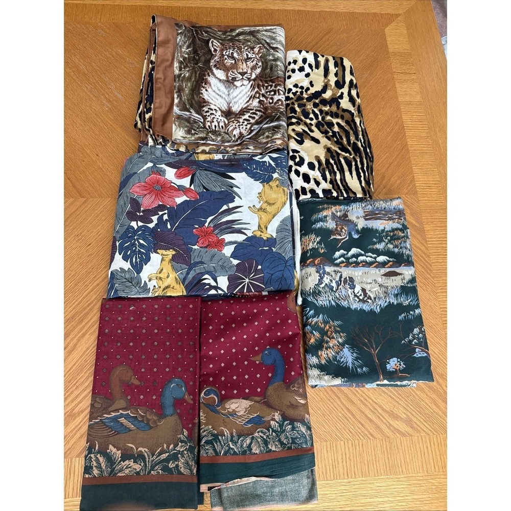 Vintage Novelty Fabric Lot Cotton Animal Wildlife Safari Duck Kangaroo Craft 2lb